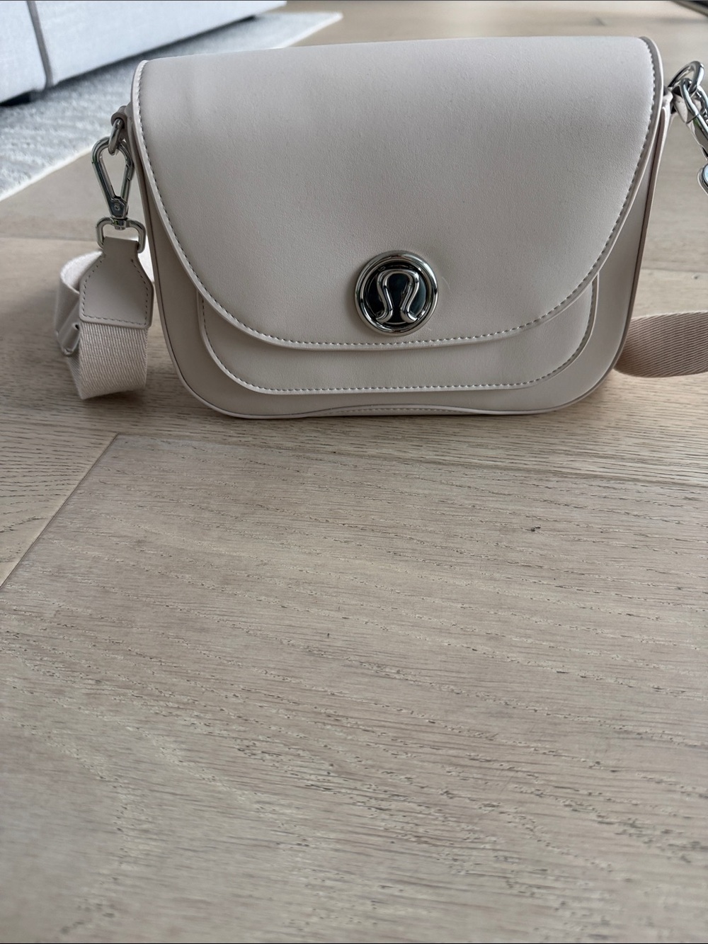 lululemon athletica Cream Crossbody Bag with Silver Hardware